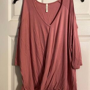 Now N Forever cold shoulder front knotted top